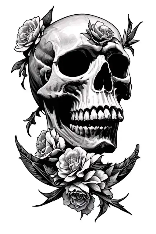skull, bad omens death of peace tattoo design idea