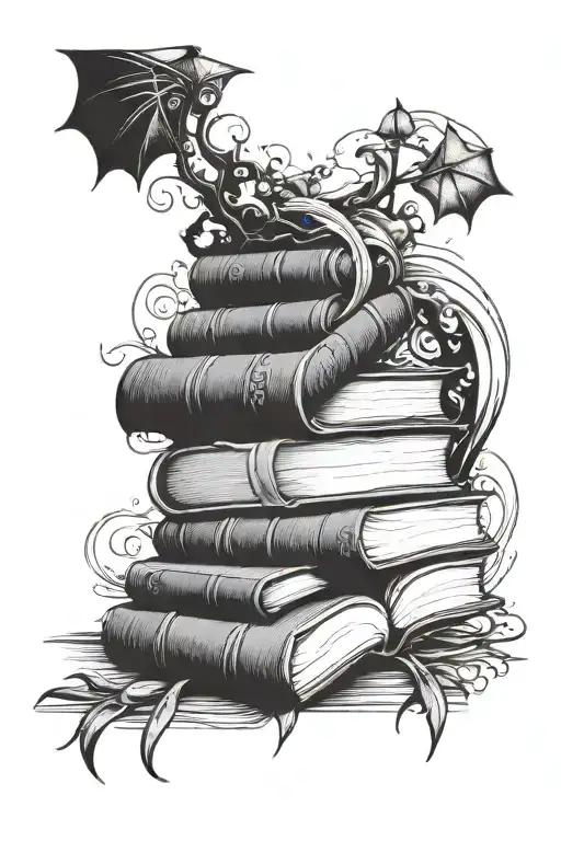 duality relating to books forming the shape tattoo design idea