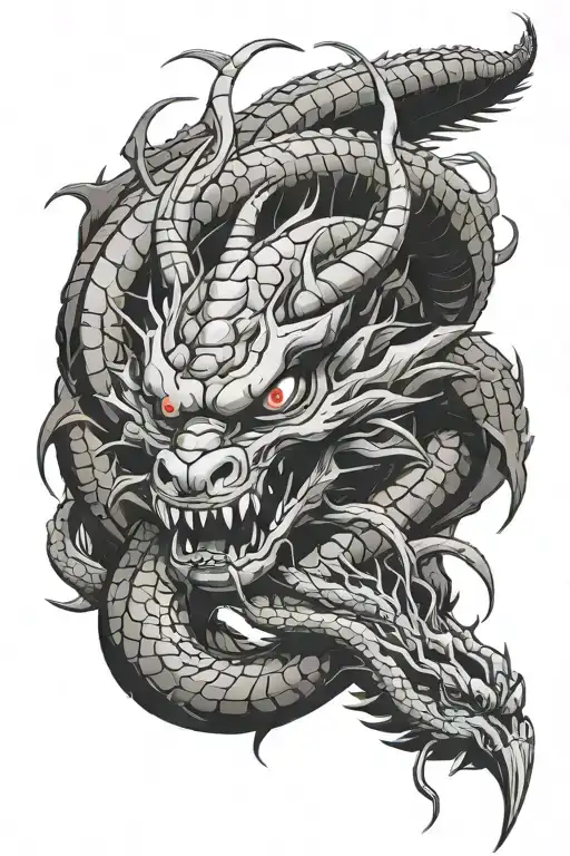 dragon inspired shenron dragon ball cyberpunk tattoo design idea