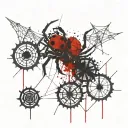 spider webs libra symbol gearwheel teeth tattoo design idea