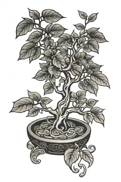 money tree growing tattoo design idea