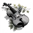 violin with grape vine wrapped tattoo design idea