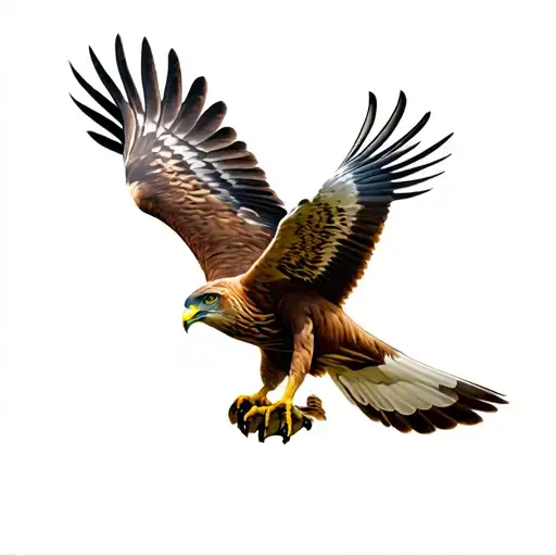 Falcon on flying tattoo design idea