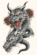 dragon and wolf tattoo design idea