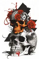 snake an skull surrounded tattoo design idea