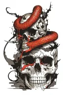snake an skull surrounded tattoo design idea