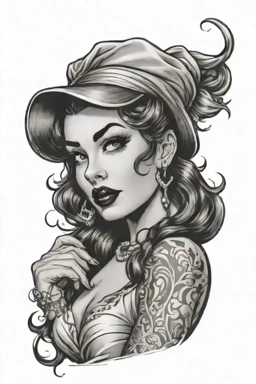 sexy pin up girl tattoo design idea