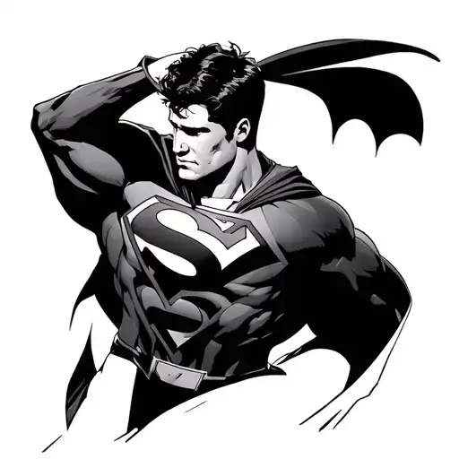 Superman and person looking tattoo design idea
