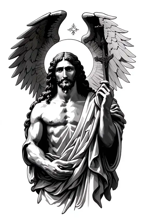 Jesus and Saint Michael tattoo design idea