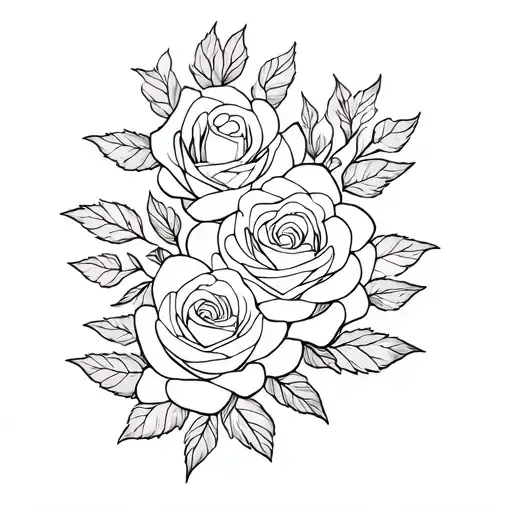 Multiple roses blooming tattoo design idea