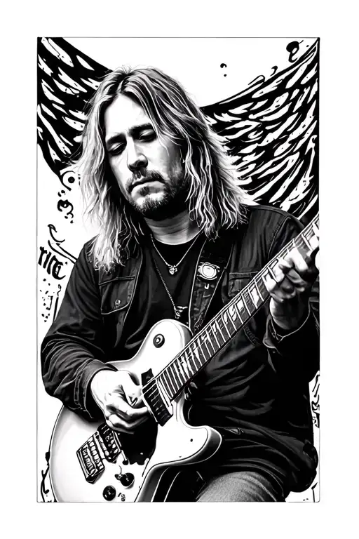 Kurt cobain playing the guitar tattoo design idea