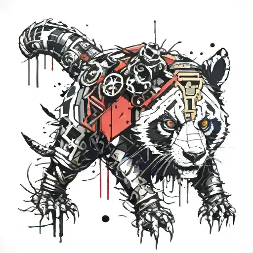 chimere panda loups et crocodile steampunk inspired tattoo tattoo design idea
