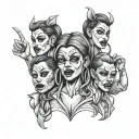 hear no devil see no evil speak no eveil  gangster girl money gangster Los Angeles tattoo design idea