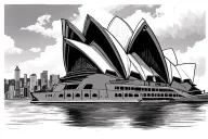 Sydney Opera House and Hong Kong Victoria Harbour, Hawaiian style, Disney tattoo design idea