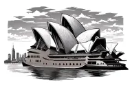 Sydney Opera House and Hong Kong Victoria Harbour, Hawaiian style, Disney tattoo design idea