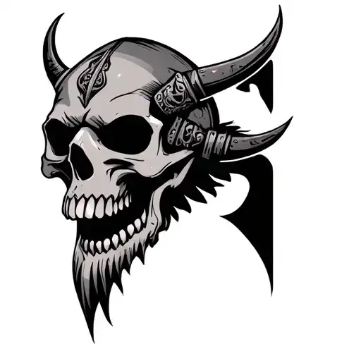 viking skull tattoo design idea