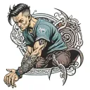 hang loss and focus and fighter human fantasy tattoo design idea