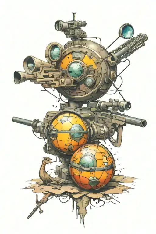 billoard ball and sniper aiming tattoo design idea