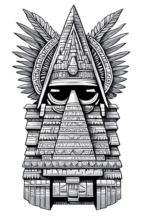 Aztec pyramid tattoo design idea