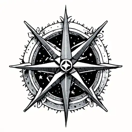 wind rose stars anchor  tattoo design idea