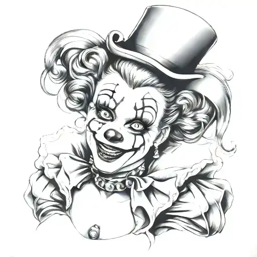 female Clown sexy hot tattoo design idea