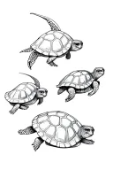 3 turtles swimming tattoo design idea