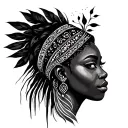 black African goddess back ground tattoo design idea