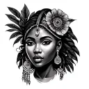 black African goddess back ground tattoo design idea