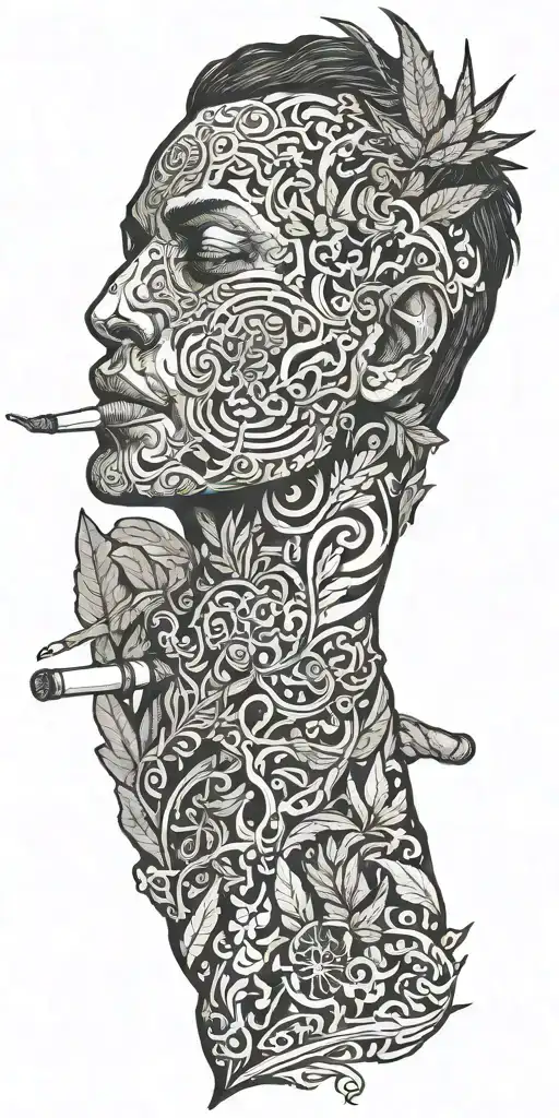 marijuana smoker tattoo design idea
