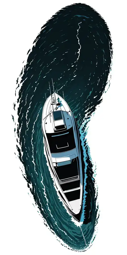 Miami vice drug running speed boats ocean scene gambling tattoo design idea