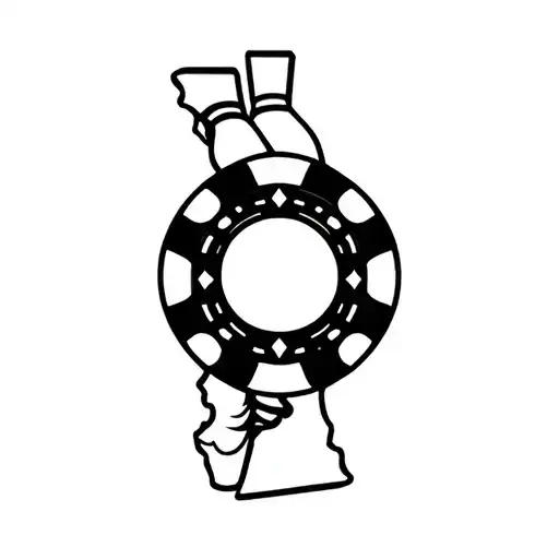 poker chip and bowling ball transforming with the arizona state outline tattoo design idea