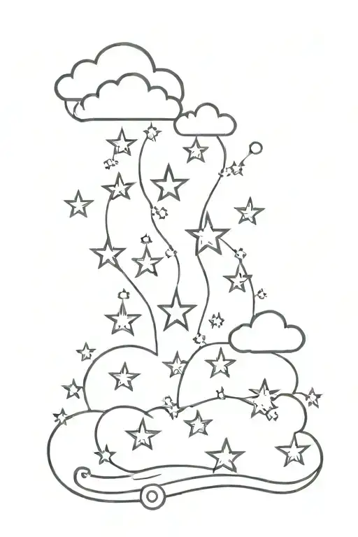 ghetto heart stars clouds money tattoo design idea