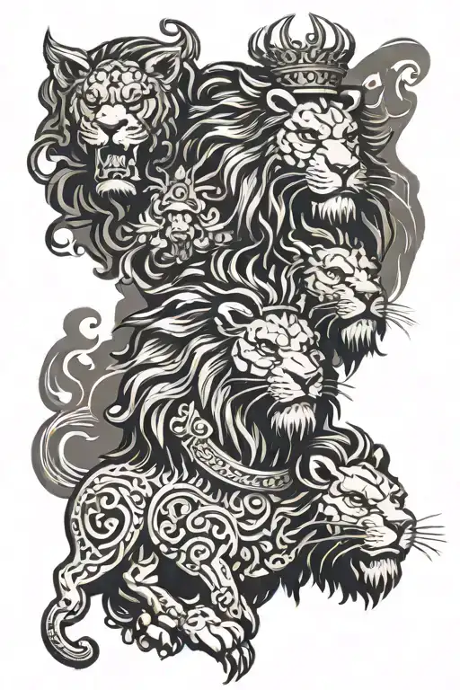 Lion, Spartans, Jesus christ with crown. tattoo design idea