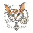 Mandala cat inside bell outline tattoo tattoo design idea