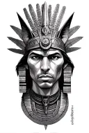Aztec Warrior With Technology With Egyptian God Anubis, Inka Symbolism, All Seing Eye tattoo design idea