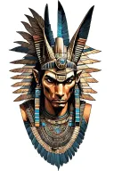 Aztec Warrior With Technology With Egyptian God Anubis, Inka Symbolism, All Seing Eye tattoo design idea