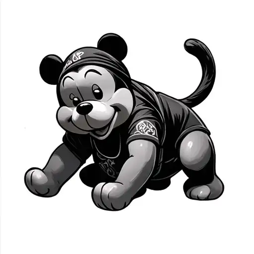new beginnings gangsta pooh tattoo design idea
