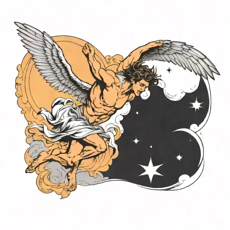 Icarus falling from the sky tattoo design idea
