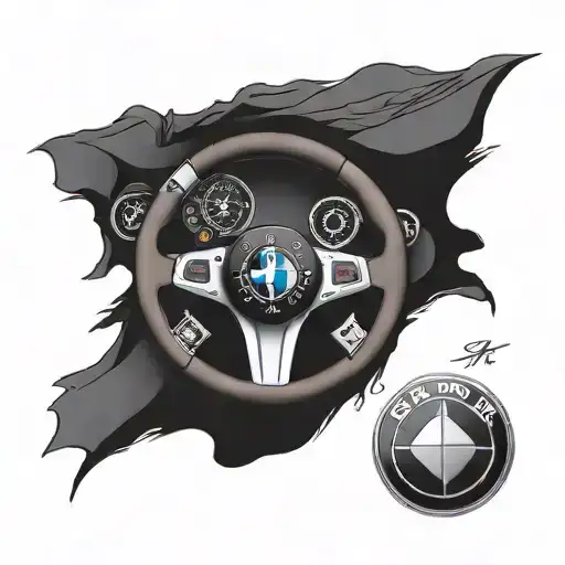 BMW steering wheel tattoo design idea
