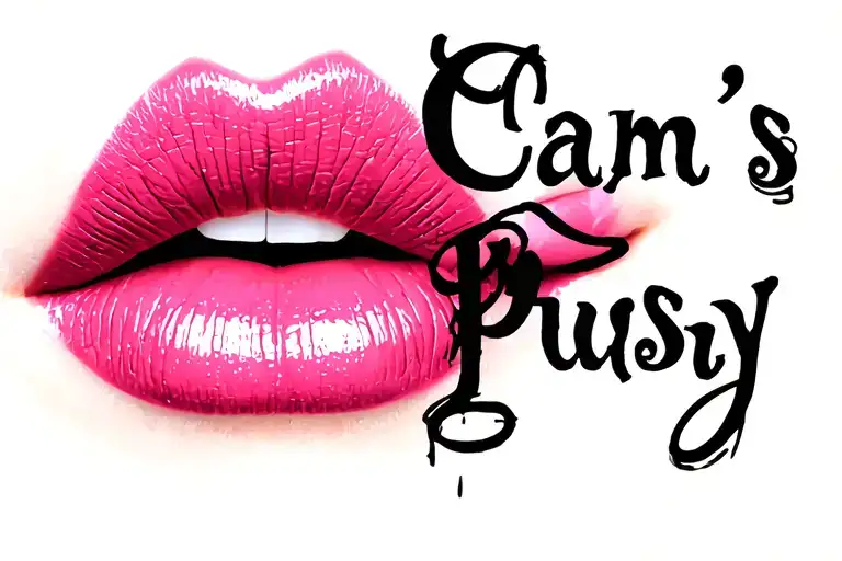 "Cam’s Pussy" lips kissing tattoo design idea