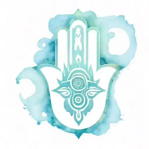 hamsa symbol with evil eye tattoo design idea