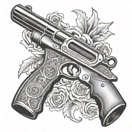 Front view of a sawed off shotgun tattoo design idea