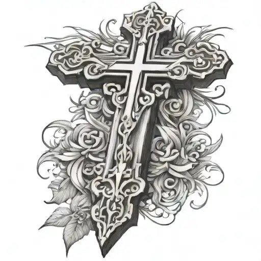 hyper realistic Christian wooden Cross tattoo design idea