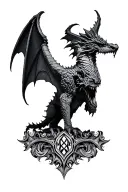 gothic architecture patterns into a gargoyle tattoo design idea