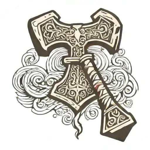 mjolnir hammer norse mythology tattoo design idea