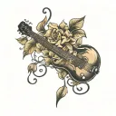 bass guitar flower tattoo design idea
