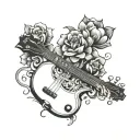 bass guitar flower tattoo design idea
