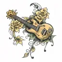 bass guitar flower tattoo design idea