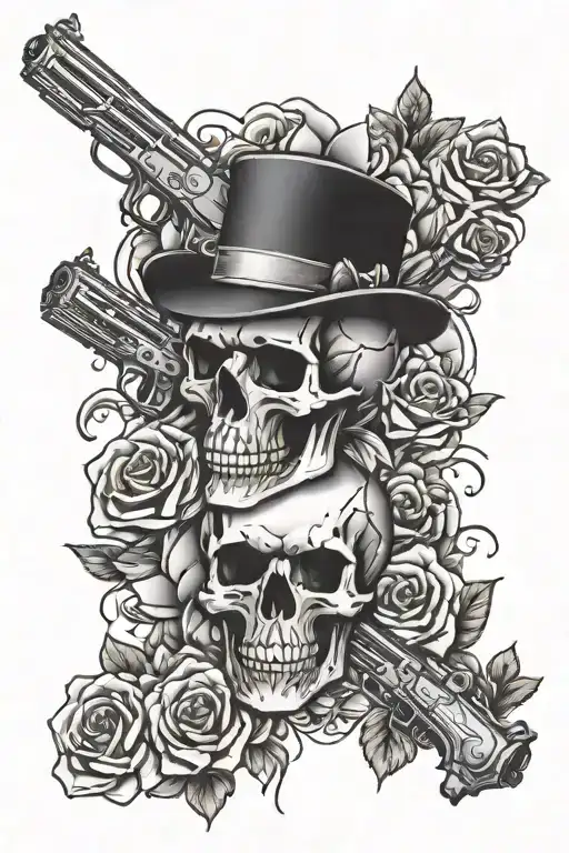 guns and roses and skulls girly tattoo tattoo design idea