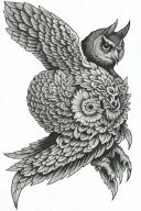 demon owl flying tattoo design idea